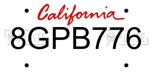 8GPB776 California License Plate