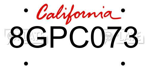 8GPC073 California License Plate