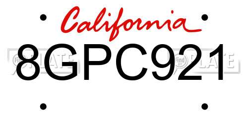 8GPC921 California License Plate