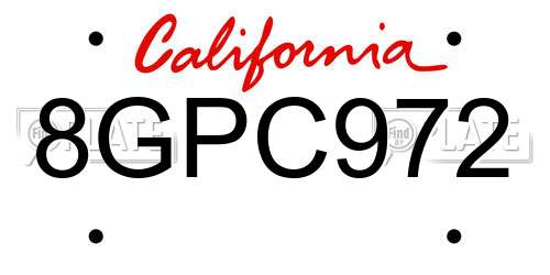8GPC972 California License Plate