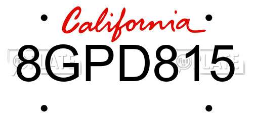 8GPD815 California License Plate