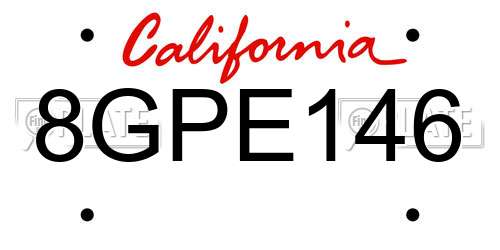 8GPE146 California License Plate