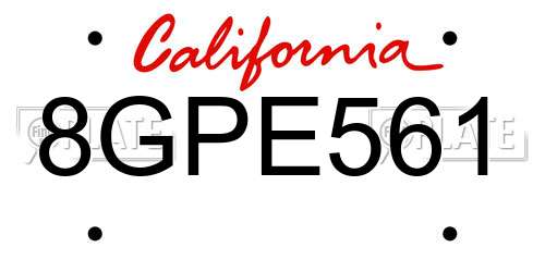 8GPE561 California License Plate