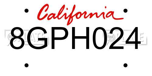 8GPH024 California License Plate