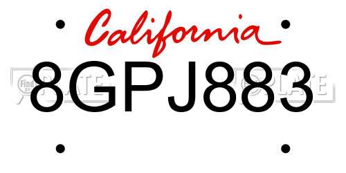 8GPJ883 California License Plate