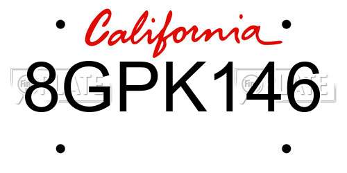 8GPK146 California License Plate