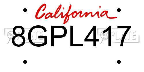 8GPL417 California License Plate