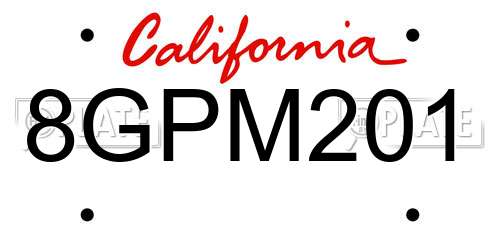 8GPM201 California License Plate