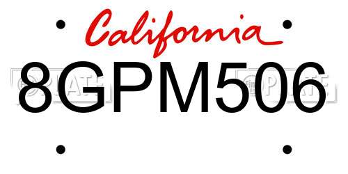 8GPM506 California License Plate