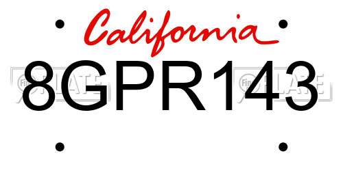8GPR143 California License Plate