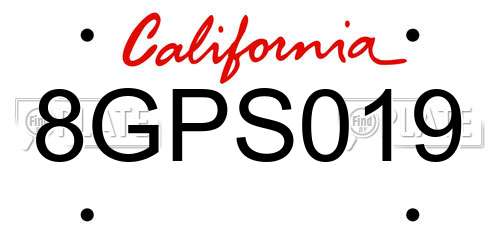 8GPS019 California License Plate