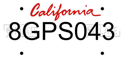 8GPS043 California License Plate