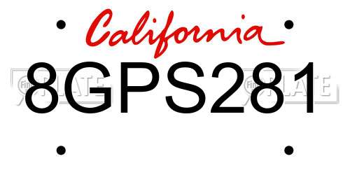 8GPS281 California License Plate