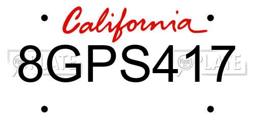 8GPS417 California License Plate