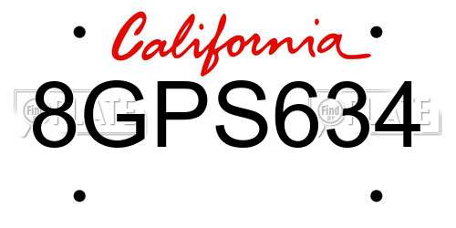 8GPS634 California License Plate