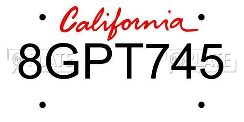 8GPT745 California License Plate