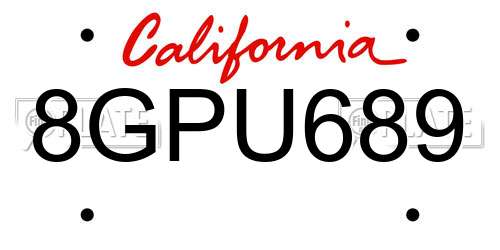 8GPU689 California License Plate
