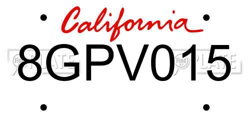 8GPV015 California License Plate