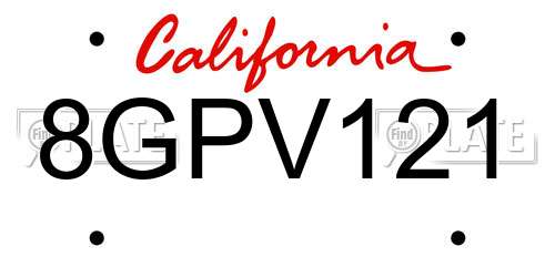 8GPV121 California License Plate