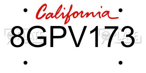 8GPV173 California License Plate