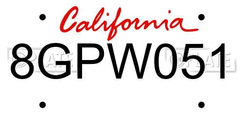 8GPW051 California License Plate