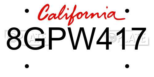 8GPW417 California License Plate