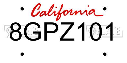 8GPZ101 California License Plate