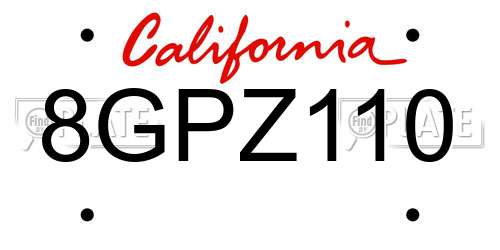 8GPZ110 California License Plate