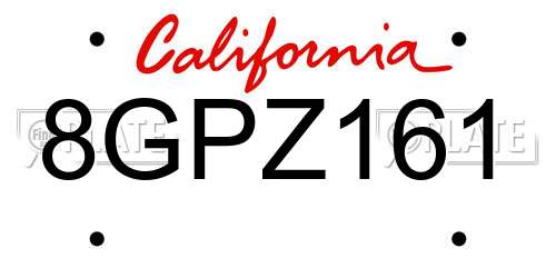 8GPZ161 California License Plate