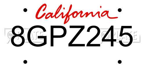 8GPZ245 California License Plate