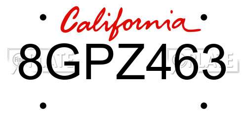 8GPZ463 California License Plate