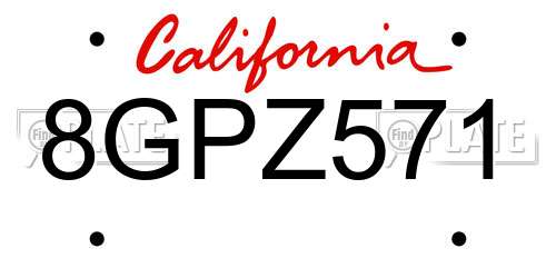 8GPZ571 California License Plate