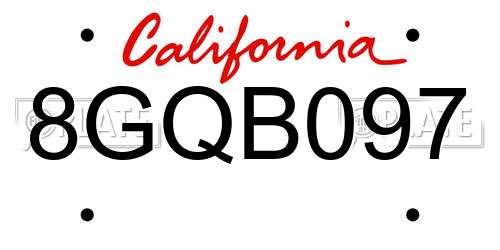 8GQB097 California License Plate