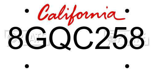 8GQC258 California License Plate
