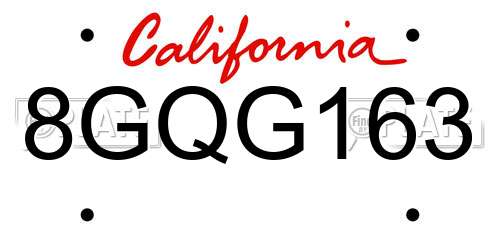 8GQG163 California License Plate