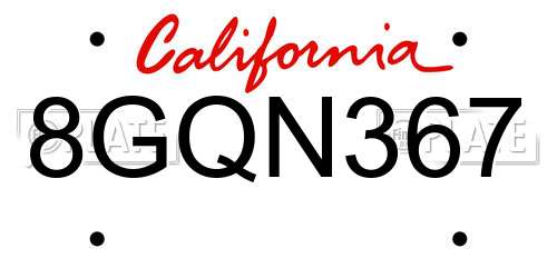 8GQN367 California License Plate
