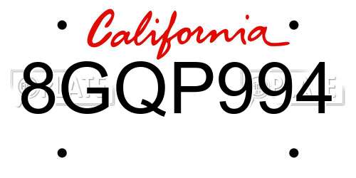 8GQP994 California License Plate