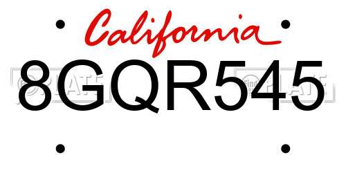 8GQR545 California License Plate