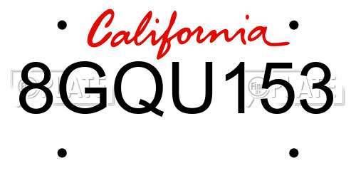8GQU153 California License Plate