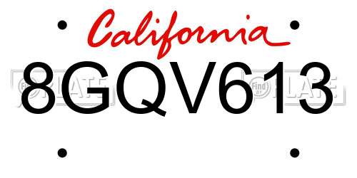 8GQV613 California License Plate