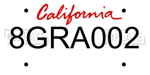 8GRA002 California License Plate