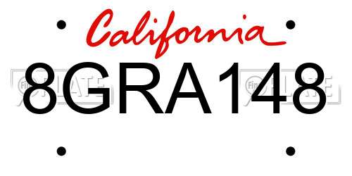 8GRA148 California License Plate