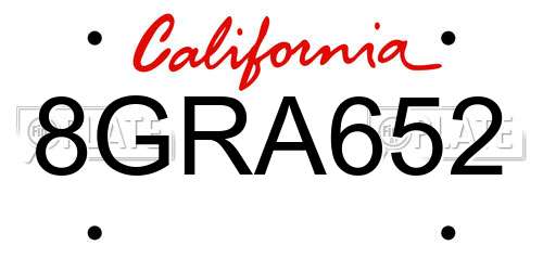 8GRA652 California License Plate