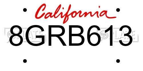 8GRB613 California License Plate