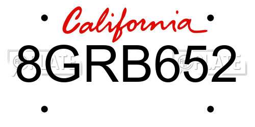 8GRB652 California License Plate