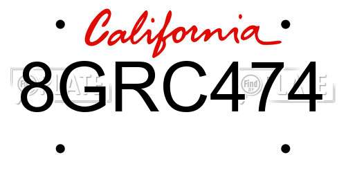 8GRC474 California License Plate