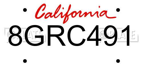 8GRC491 California License Plate