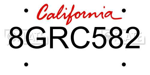 8GRC582 California License Plate