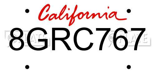 8GRC767 California License Plate