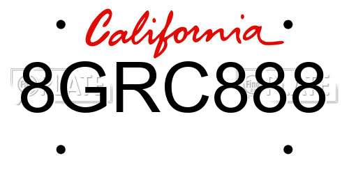 8GRC888 California License Plate